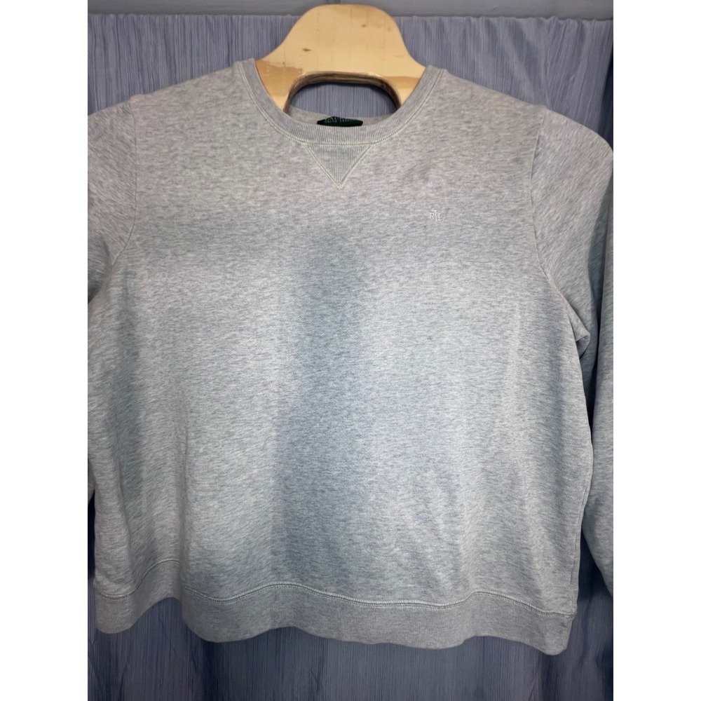Lauren Ralph Lauren Womens 1X Heather‎ Gray Crewneck Sweatshirt Logo Pullover